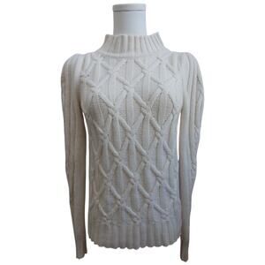 La Vie Rebecca Taylor Cable Knit Turtleneck Merino Wool Blend Sweater Size S